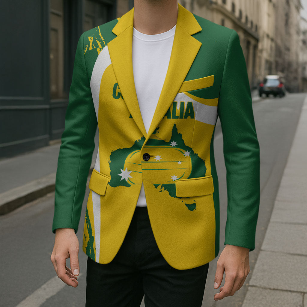 Australia Curling Personalised Blazer Aussie Map Grunge Curve Style