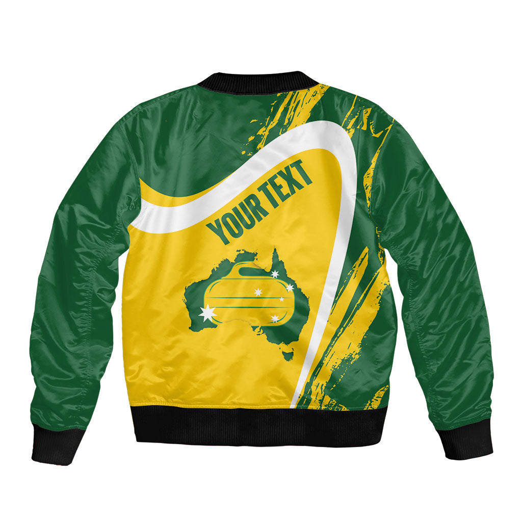 Australia Curling Personalised Bomber Jacket Aussie Map Grunge Curve Style