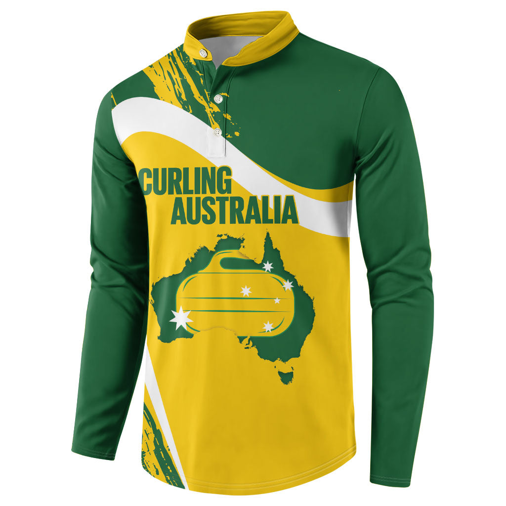 Australia Curling Personalised Button Sweatshirt Aussie Map Grunge Curve Style