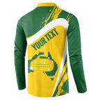Australia Curling Personalised Button Sweatshirt Aussie Map Grunge Curve Style