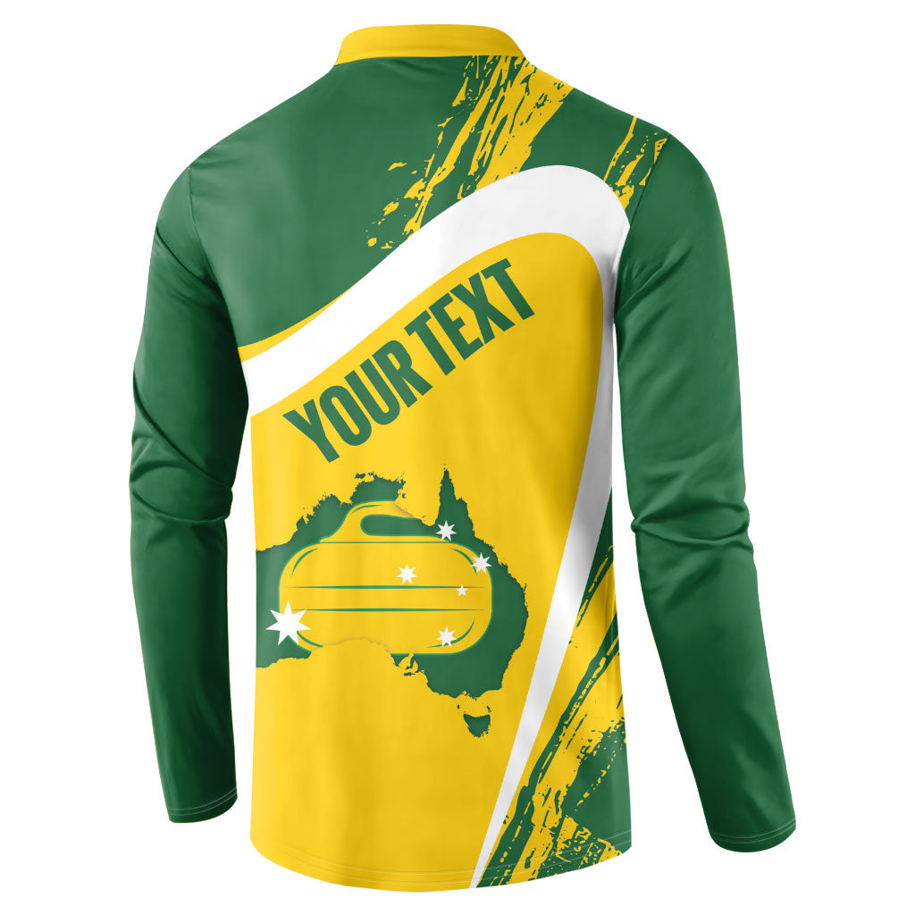 Australia Curling Personalised Button Sweatshirt Aussie Map Grunge Curve Style