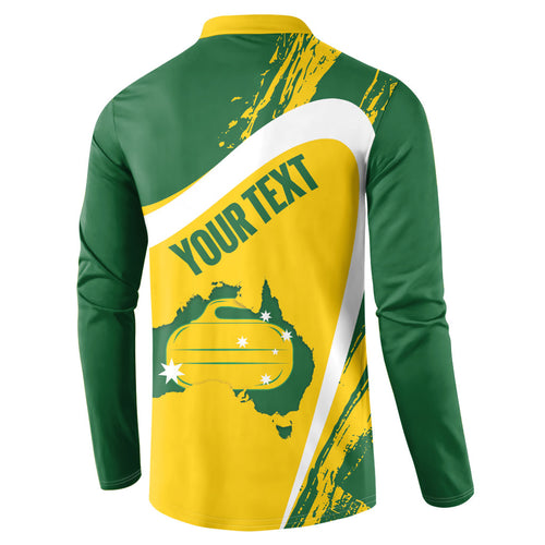 Australia Curling Personalised Button Sweatshirt Aussie Map Grunge Curve Style