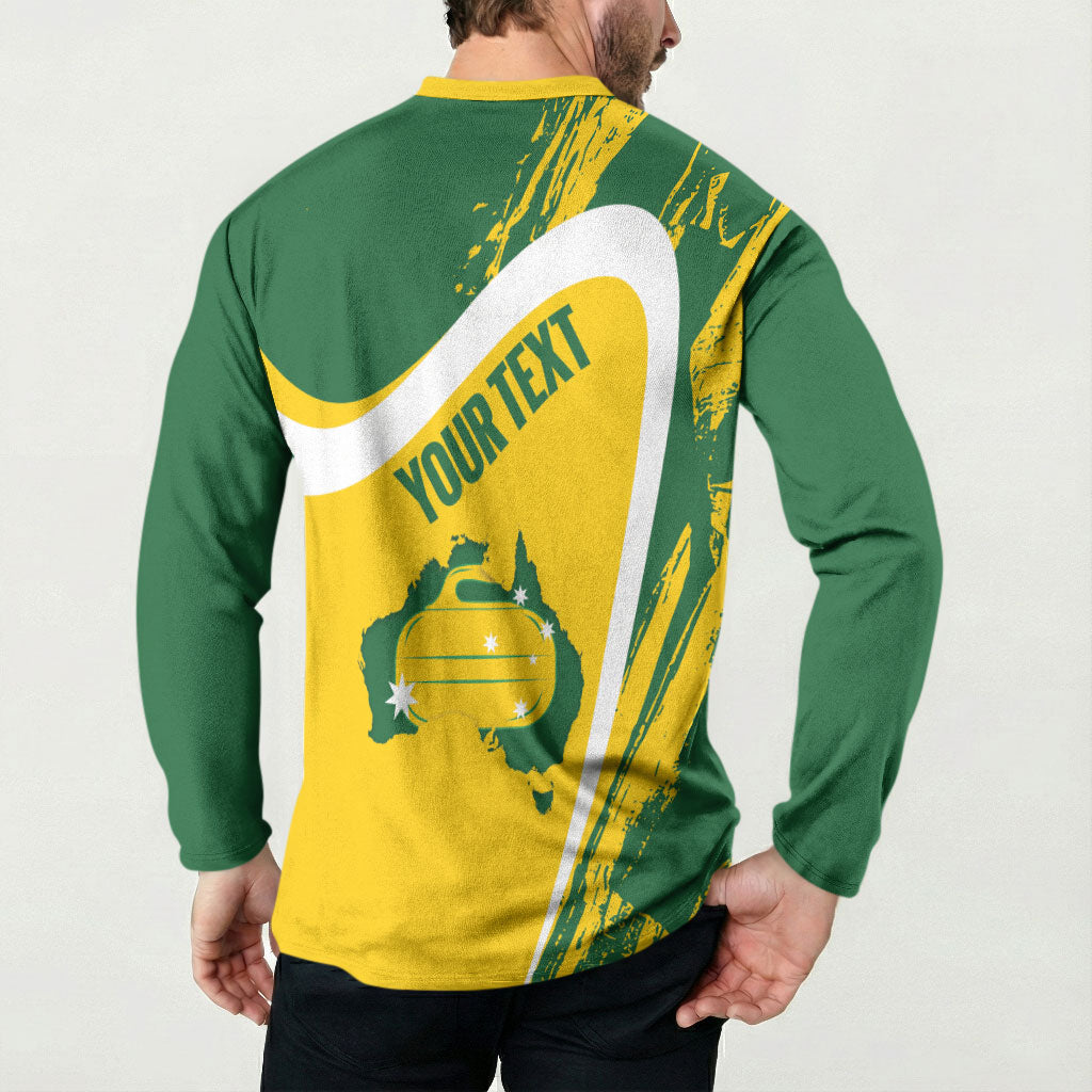 Australia Curling Personalised Button Sweatshirt Aussie Map Grunge Curve Style