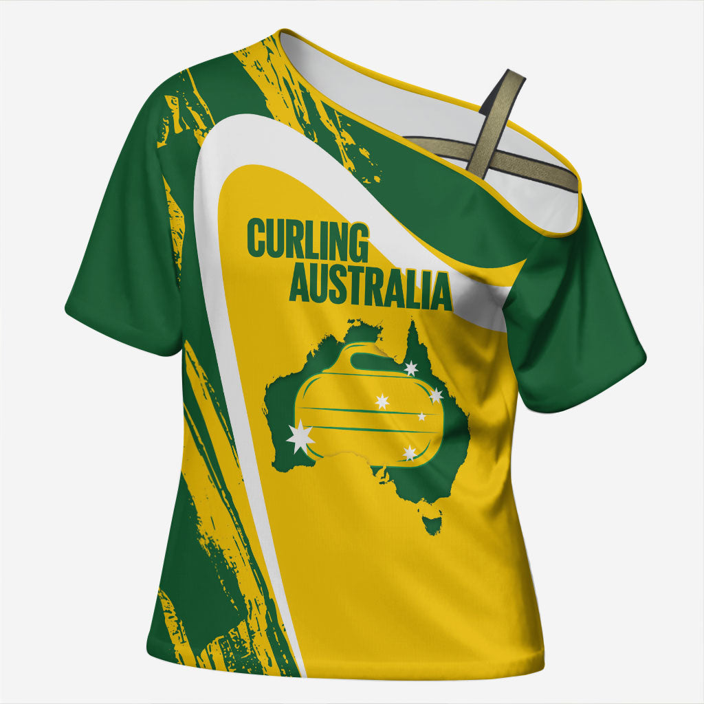 Australia Curling Personalised Cross Shoulder Shirt Aussie Map Grunge Curve Style