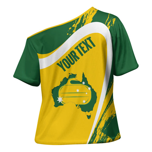Australia Curling Personalised Cross Shoulder Shirt Aussie Map Grunge Curve Style