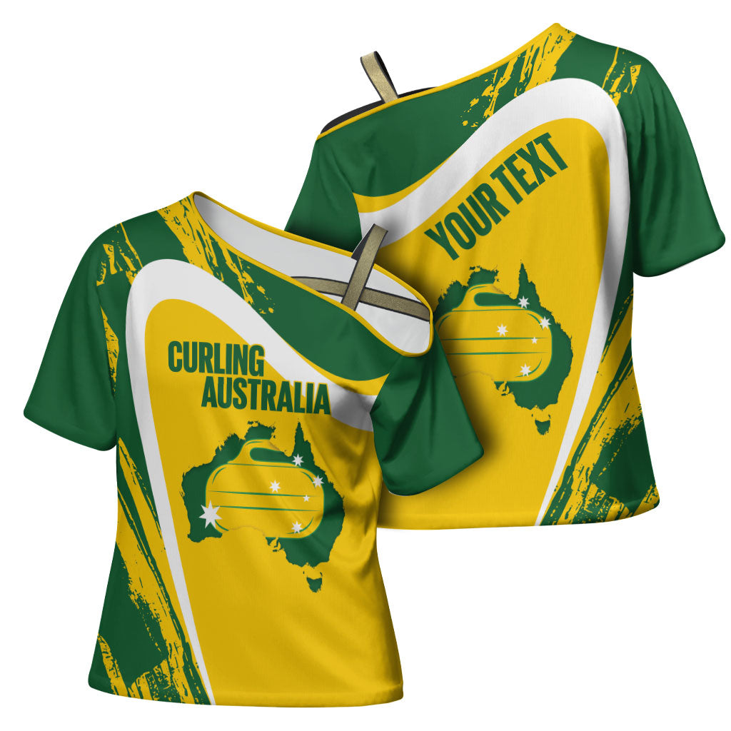 Australia Curling Personalised Cross Shoulder Shirt Aussie Map Grunge Curve Style