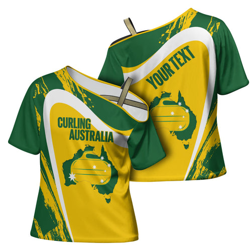 Australia Curling Personalised Cross Shoulder Shirt Aussie Map Grunge Curve Style