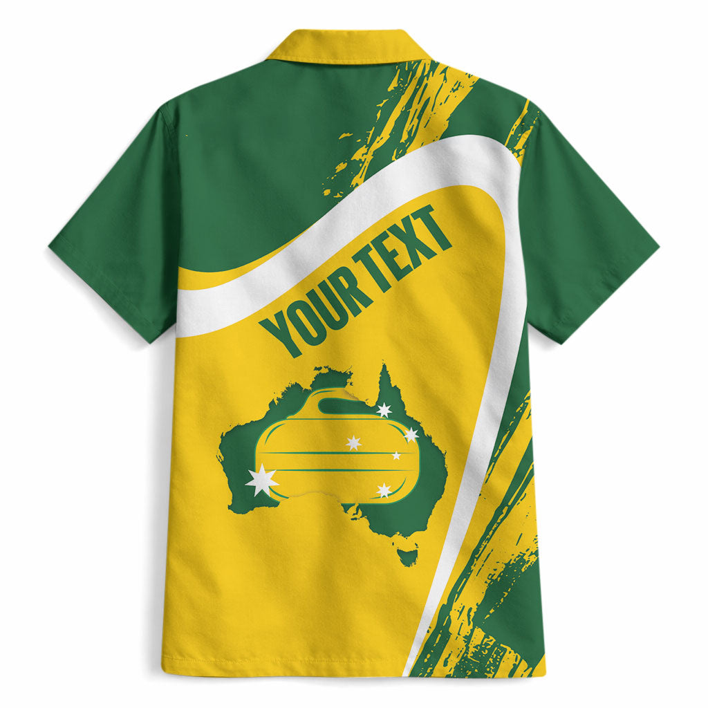 Australia Curling Personalised Hawaiian Shirt Aussie Map Grunge Curve Style
