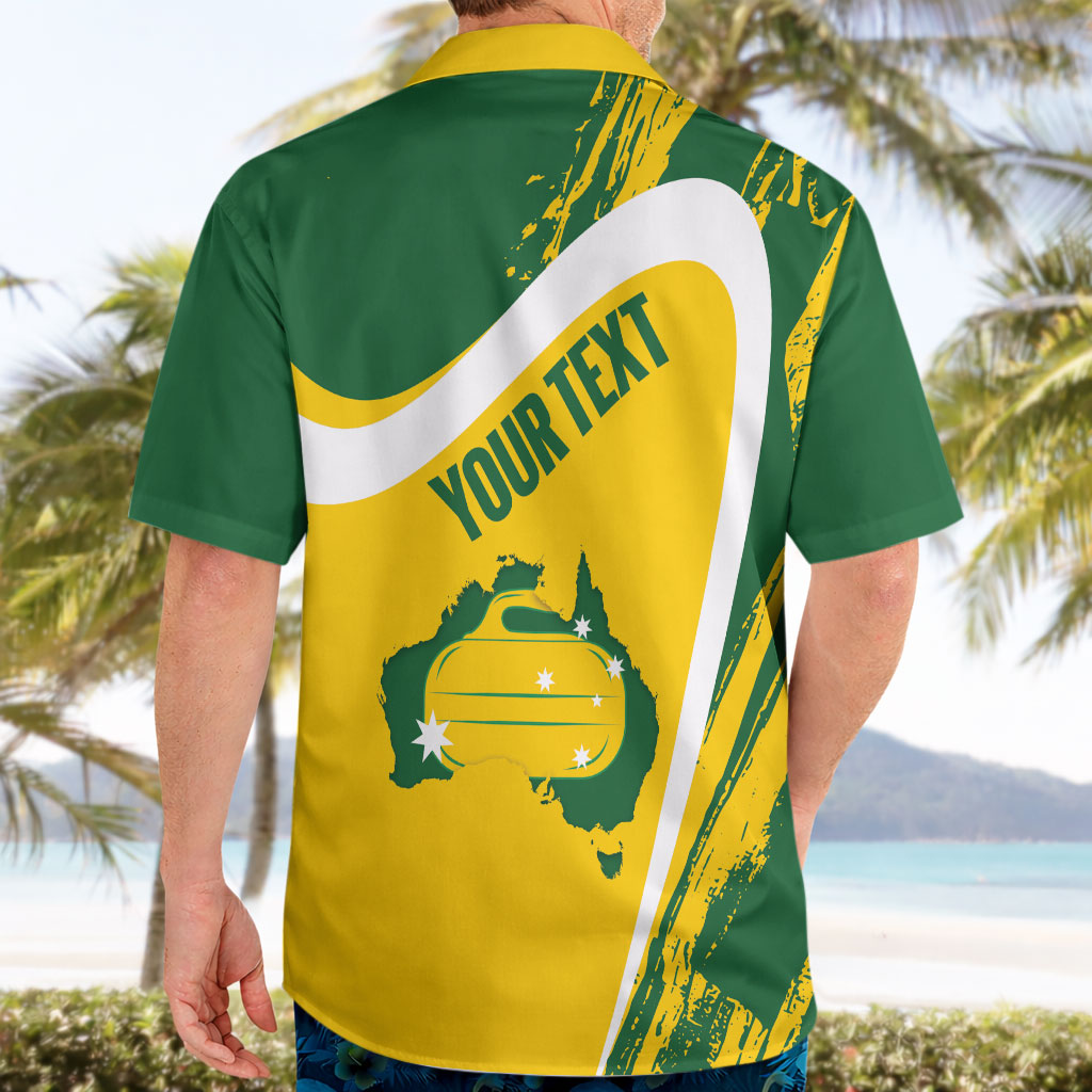 Australia Curling Personalised Hawaiian Shirt Aussie Map Grunge Curve Style