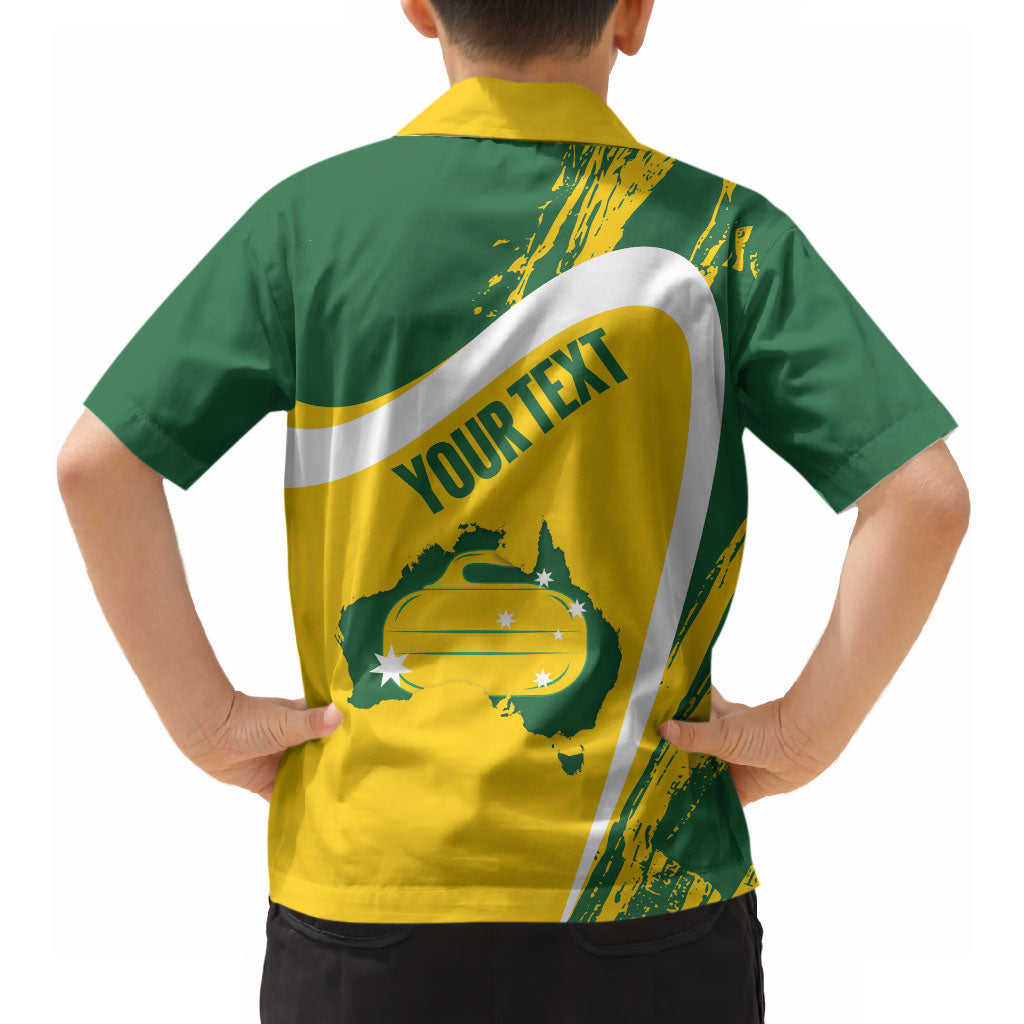 Australia Curling Personalised Hawaiian Shirt Aussie Map Grunge Curve Style