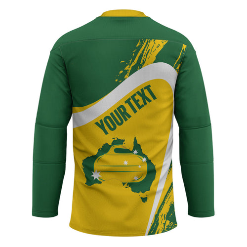 Australia Curling Personalised Hockey Jersey Aussie Map Grunge Curve Style
