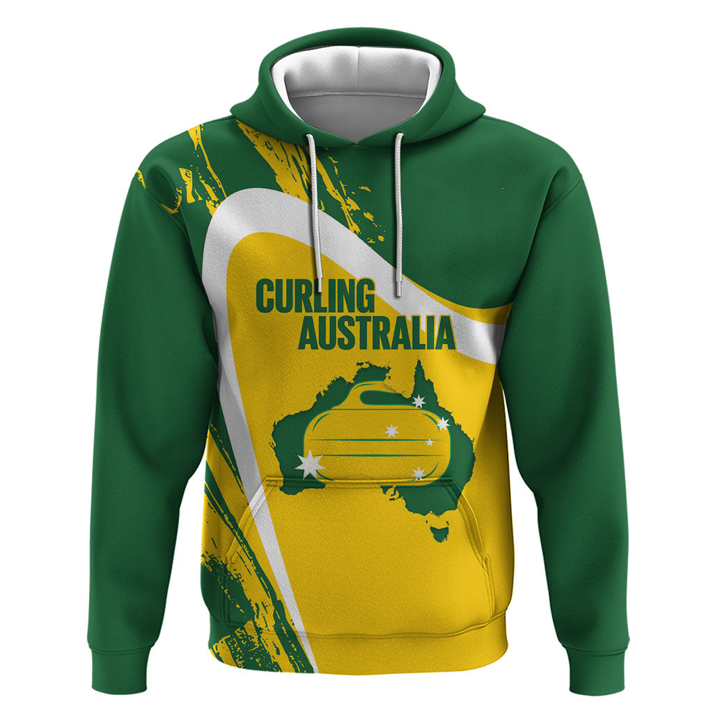 Australia Curling Personalised Hoodie Aussie Map Grunge Curve Style