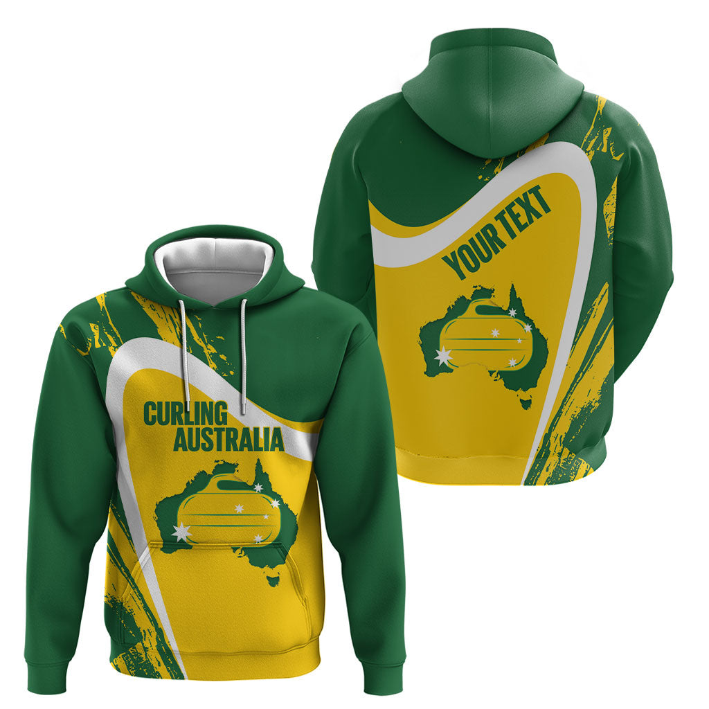 Australia Curling Personalised Hoodie Aussie Map Grunge Curve Style