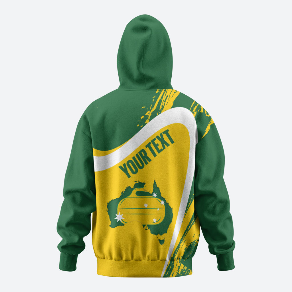 Australia Curling Personalised Hoodie Aussie Map Grunge Curve Style