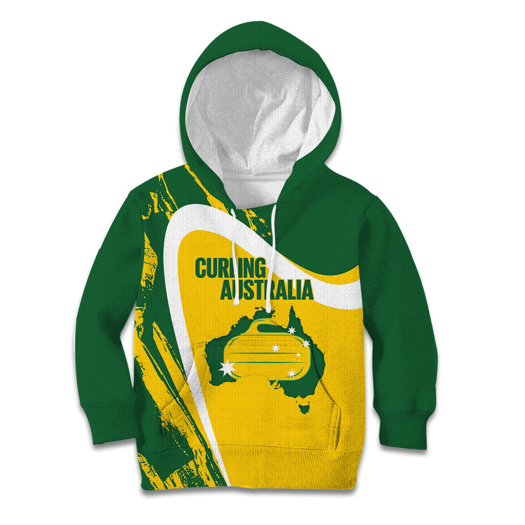 Australia Curling Personalised Kid Hoodie Aussie Map Grunge Curve Style