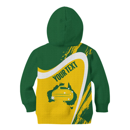Australia Curling Personalised Kid Hoodie Aussie Map Grunge Curve Style