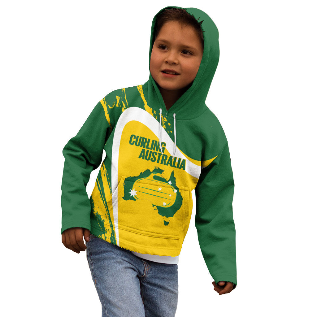 Australia Curling Personalised Kid Hoodie Aussie Map Grunge Curve Style