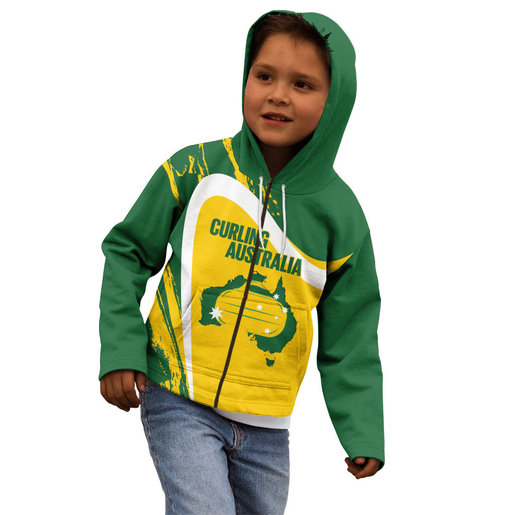 Australia Curling Personalised Kid Hoodie Aussie Map Grunge Curve Style