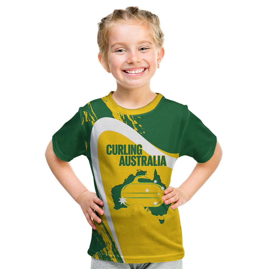 Australia Curling Personalised Kid T Shirt Aussie Map Grunge Curve Style