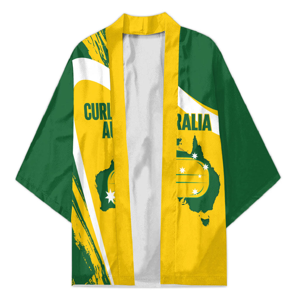 Australia Curling Personalised Kimono Aussie Map Grunge Curve Style