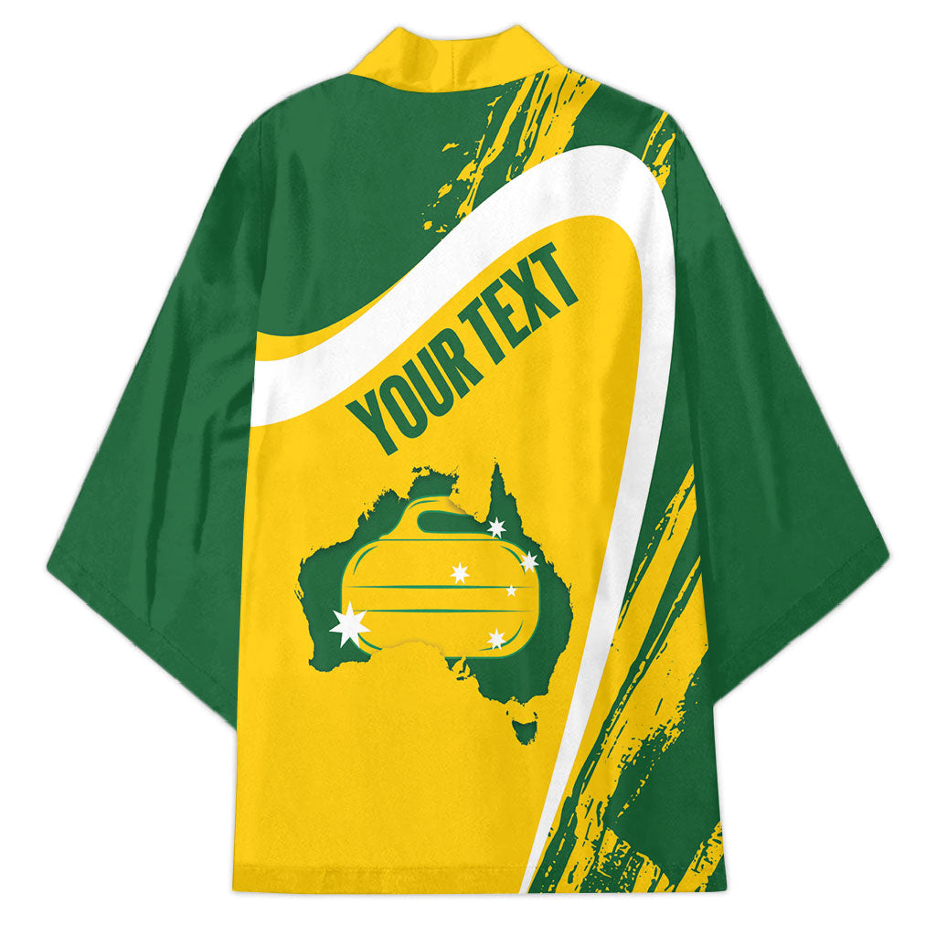 Australia Curling Personalised Kimono Aussie Map Grunge Curve Style