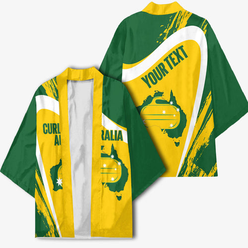 Australia Curling Personalised Kimono Aussie Map Grunge Curve Style