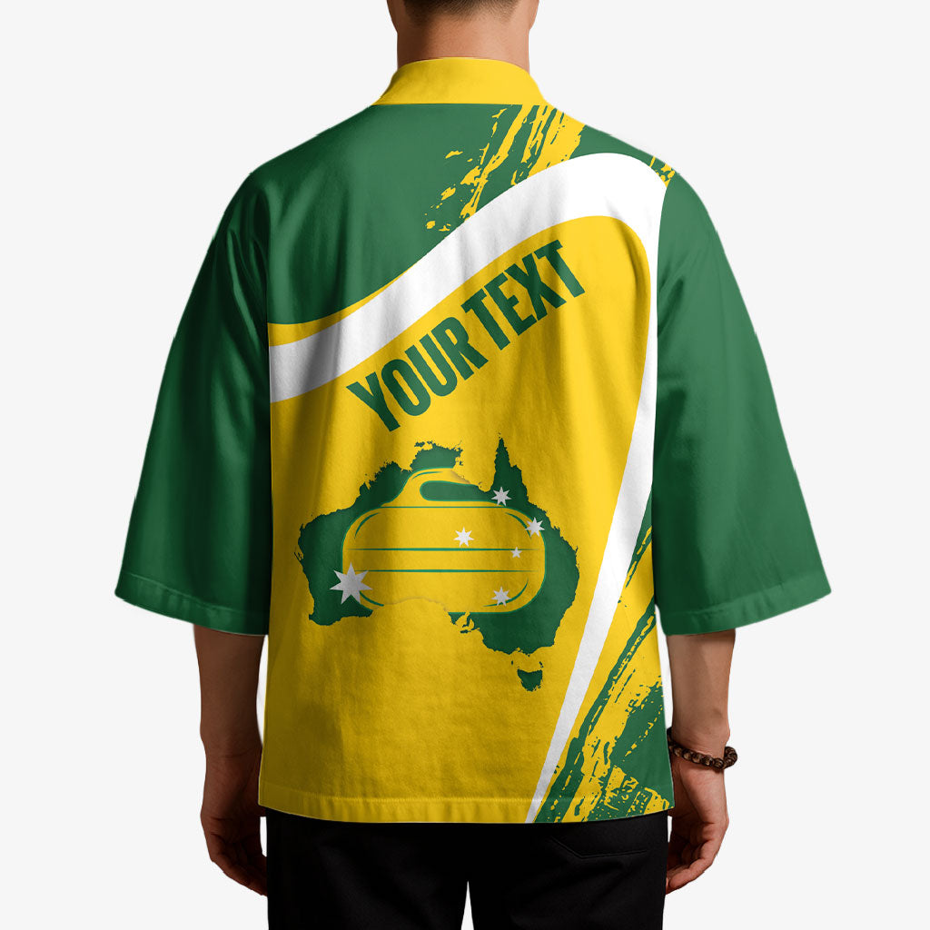 Australia Curling Personalised Kimono Aussie Map Grunge Curve Style