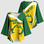 Australia Curling Personalised Kimono Sleeve Blouse Aussie Map Grunge Curve Style