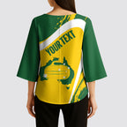Australia Curling Personalised Kimono Sleeve Blouse Aussie Map Grunge Curve Style