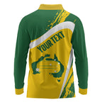 Australia Curling Personalised Long Sleeve Polo Shirt Aussie Map Grunge Curve Style
