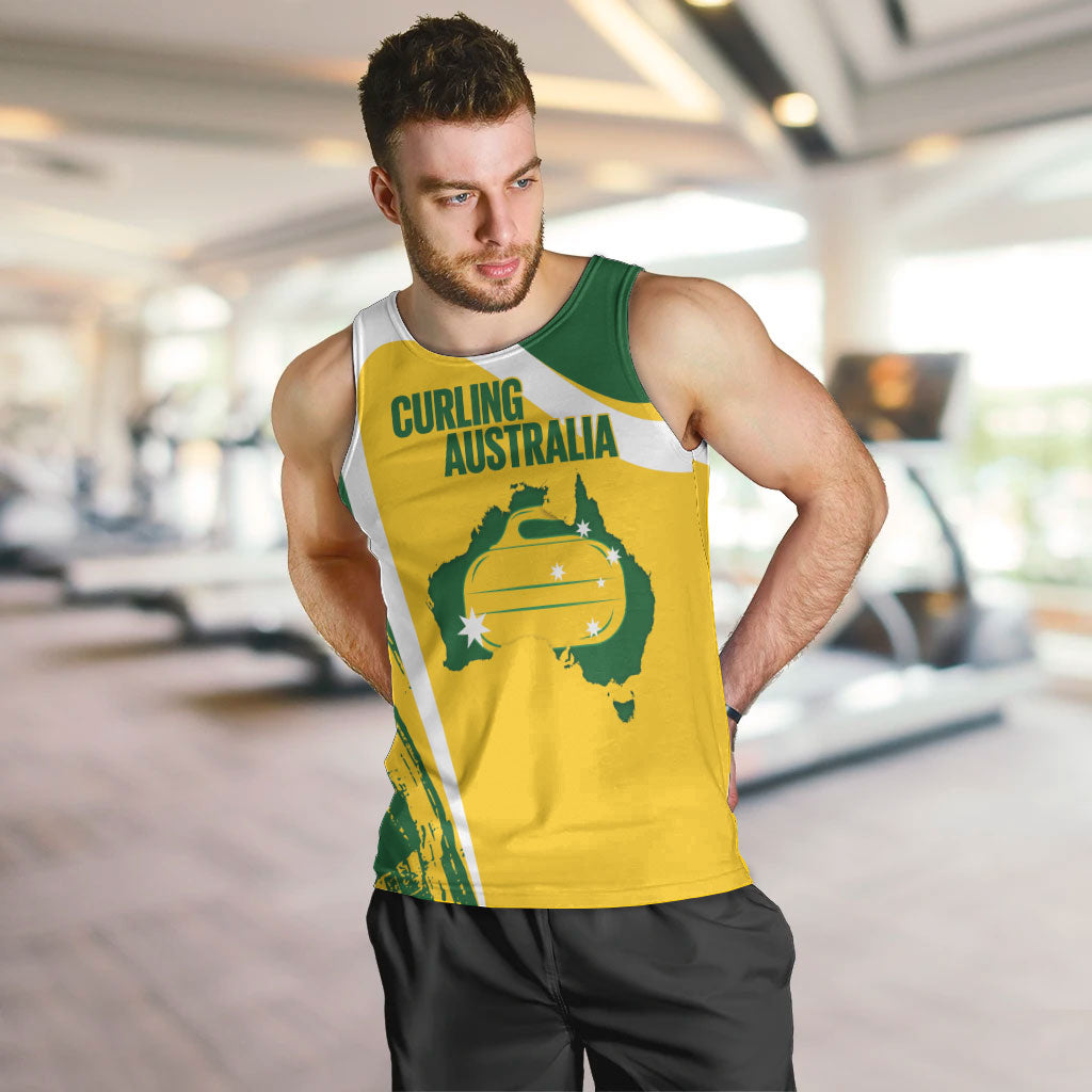 Australia Curling Personalised Men Tank Top Aussie Map Grunge Curve Style