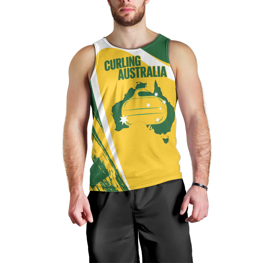 Australia Curling Personalised Men Tank Top Aussie Map Grunge Curve Style