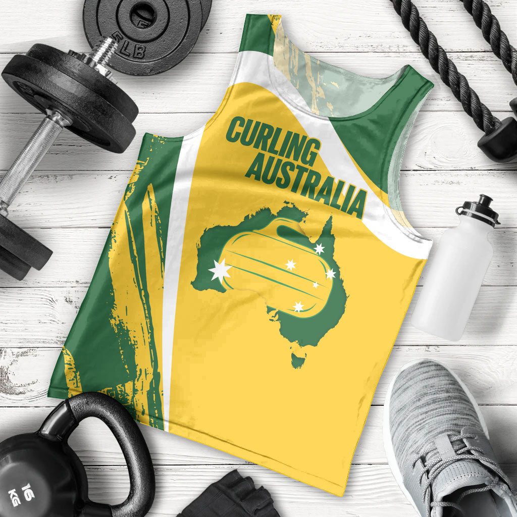 Australia Curling Personalised Men Tank Top Aussie Map Grunge Curve Style