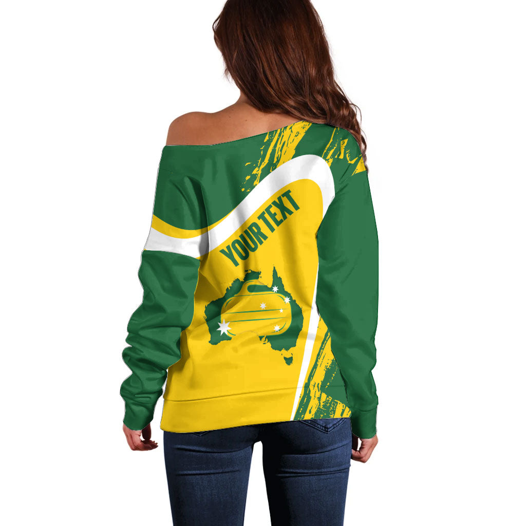 Australia Curling Personalised Off Shoulder Sweater Aussie Map Grunge Curve Style