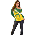 Australia Curling Personalised Off Shoulder Sweater Aussie Map Grunge Curve Style