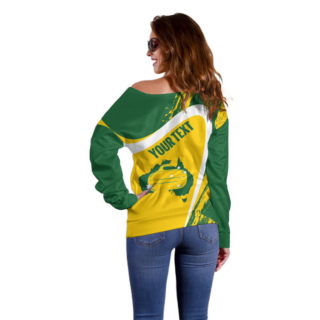 Australia Curling Personalised Off Shoulder Sweater Aussie Map Grunge Curve Style