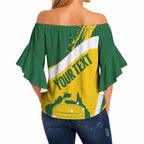 Australia Curling Personalised Off Shoulder Wrap Waist Top Aussie Map Grunge Curve Style