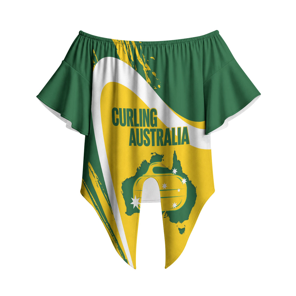 Australia Curling Personalised Off Shoulder Wrap Waist Top Aussie Map Grunge Curve Style