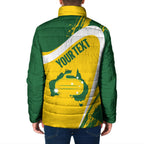 Australia Curling Personalised Padded Jacket Aussie Map Grunge Curve Style