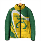 Australia Curling Personalised Padded Jacket Aussie Map Grunge Curve Style