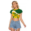 Australia Curling Personalised Raglan Cropped T Shirt Aussie Map Grunge Curve Style