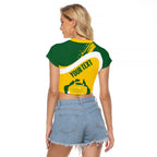 Australia Curling Personalised Raglan Cropped T Shirt Aussie Map Grunge Curve Style