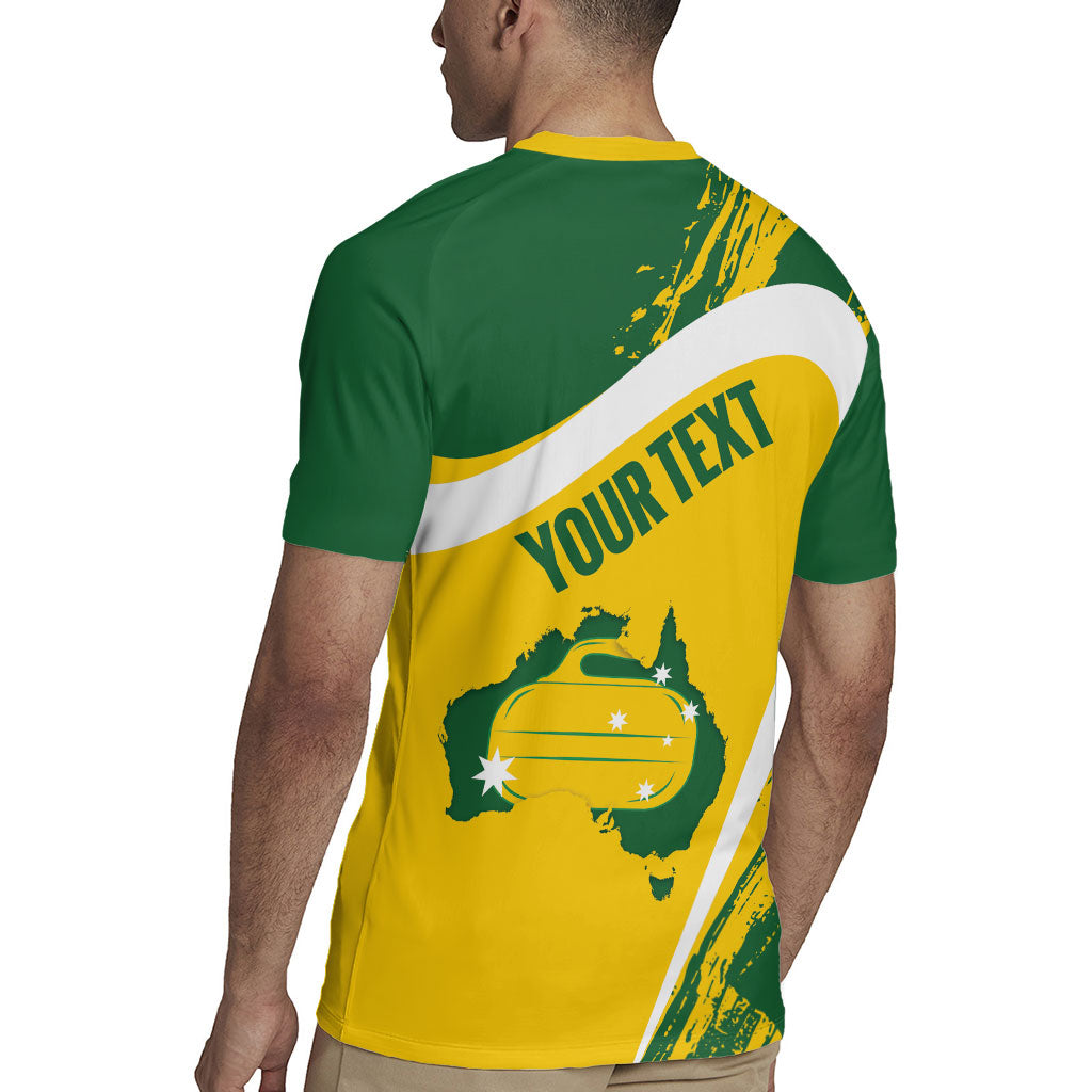 Australia Curling Personalised Rugby Jersey Aussie Map Grunge Curve Style