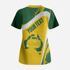 Australia Curling Personalised Scrub Top Aussie Map Grunge Curve Style