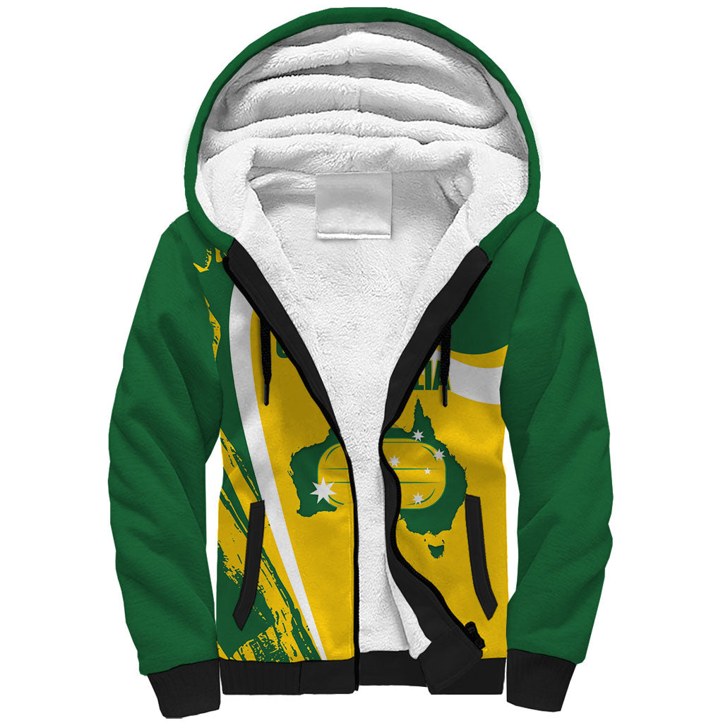 Australia Curling Personalised Sherpa Hoodie Aussie Map Grunge Curve Style