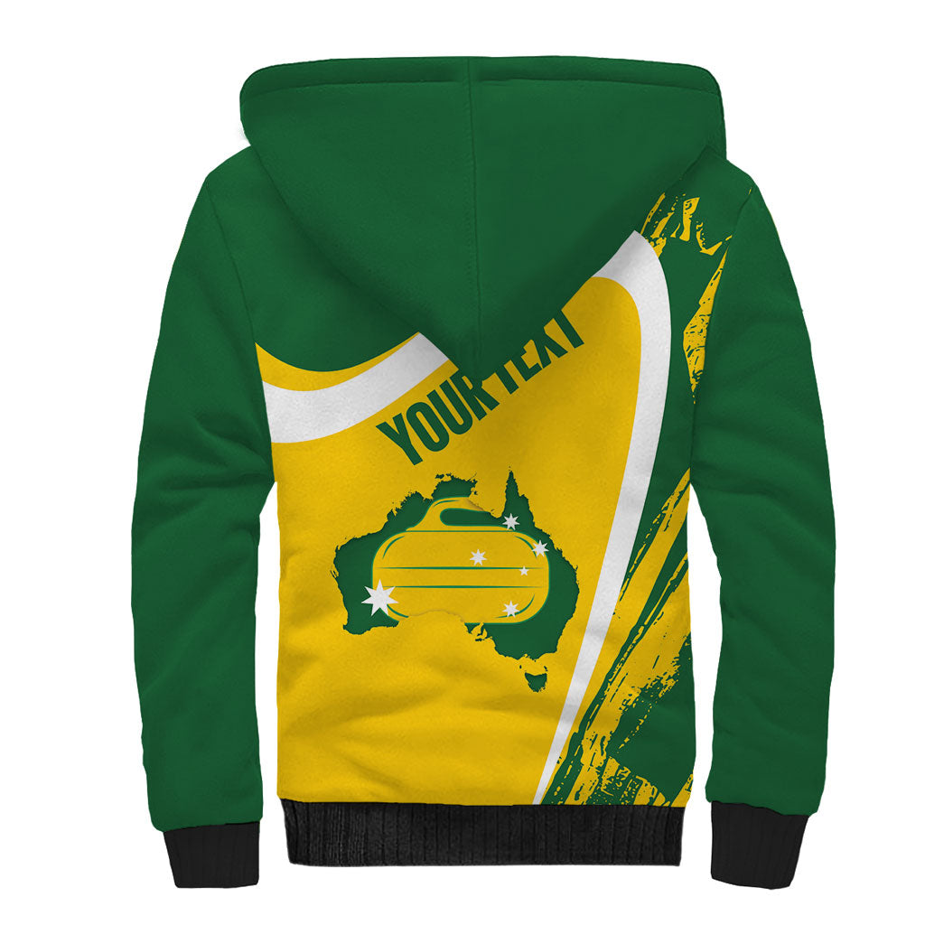 Australia Curling Personalised Sherpa Hoodie Aussie Map Grunge Curve Style