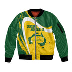 Australia Curling Personalised Sleeve Zip Bomber Jacket Aussie Map Grunge Curve Style
