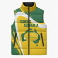 Australia Curling Personalised Sleeveless Puffer Jacket Aussie Map Grunge Curve Style