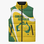 Australia Curling Personalised Sleeveless Puffer Jacket Aussie Map Grunge Curve Style