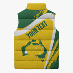 Australia Curling Personalised Sleeveless Puffer Jacket Aussie Map Grunge Curve Style